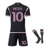 Miami Messi Kinder Sportbekleidungsset Polyester Schwarz Kurzarm Shorts Fußball Trainingsset