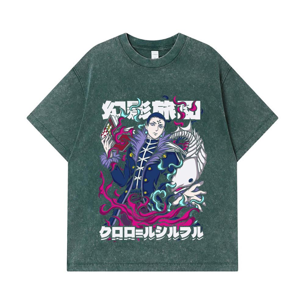 275 GSM Washed T-shirts 100% Cotton HXH V5 Chrollo Print Unisex Heavy Cotton T Shirt
