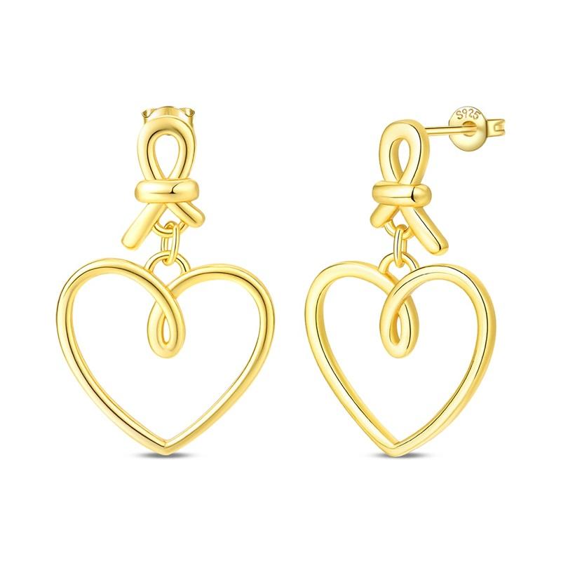 New 925 Silver Pink Heart Shape Women Earrings Brilliant Wedding Engagement Star Earrings Jewelry Gift