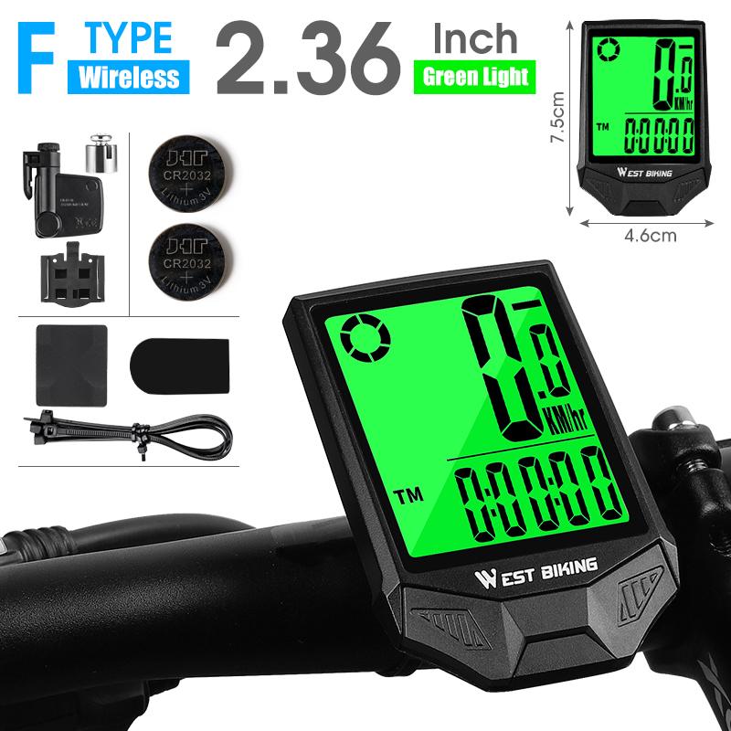 WEST BIKING Bicycle Computer Wireless Waterproof MTB Road Bike Speed Odometer With Backlight LCD Digital Cycling Speedometer