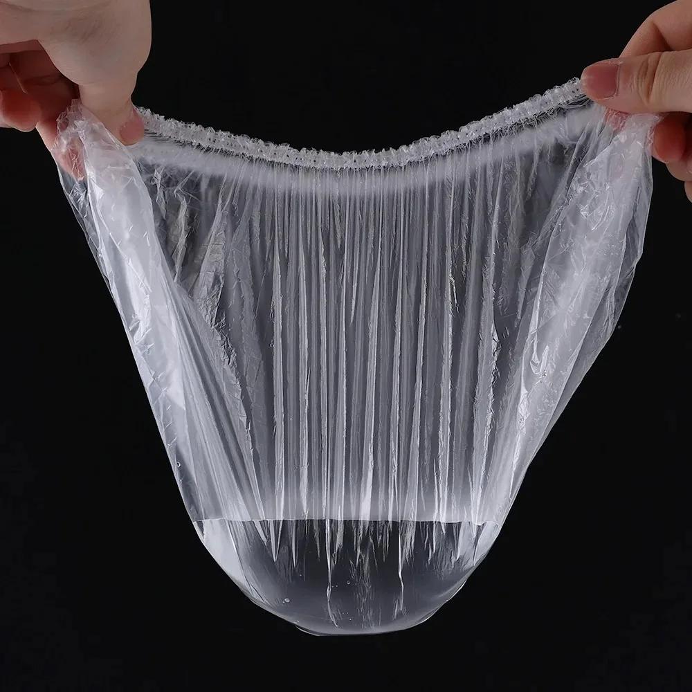 100pcs/set Satin Hat for Sleeping Shower Cap Sauna Disposable Plastic Bonnets Silk Women's Waterproof Pink Spa Salon Hotel Home