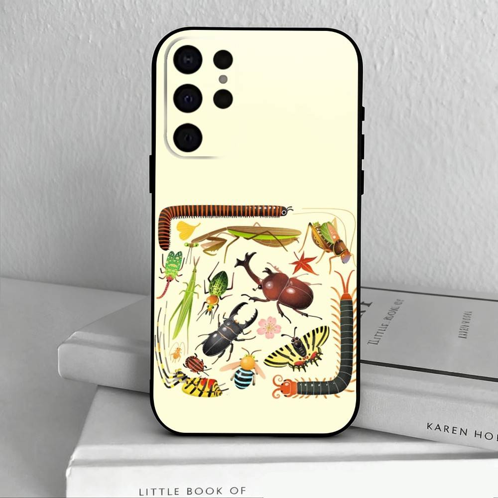 I-Insekten und B-Käfer Handyhülle für Samsung S25,S24,S21,S22,S23,S30,Ultra,S20,Plus,Andere Weiche Schwarze Hülle