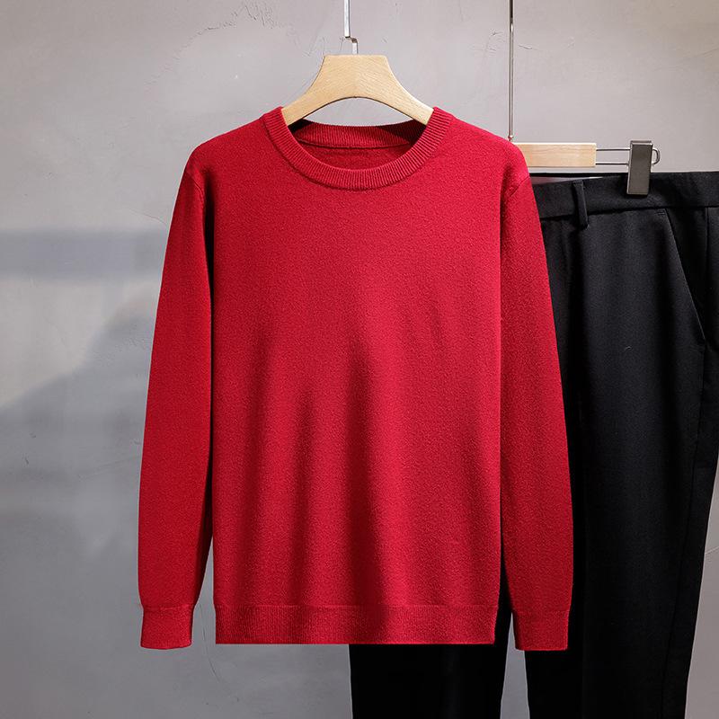 Men's Plus Size V-Neck Wool Sweater - 2023 Autumn/Winter Long Sleeve Knit Pullover