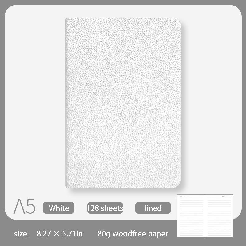 

A5/A6 Leather Journal Notebook Lychee Pattern Cover Diary Thickened Ruled Paper Business School Aesthetic Stationery Gifts