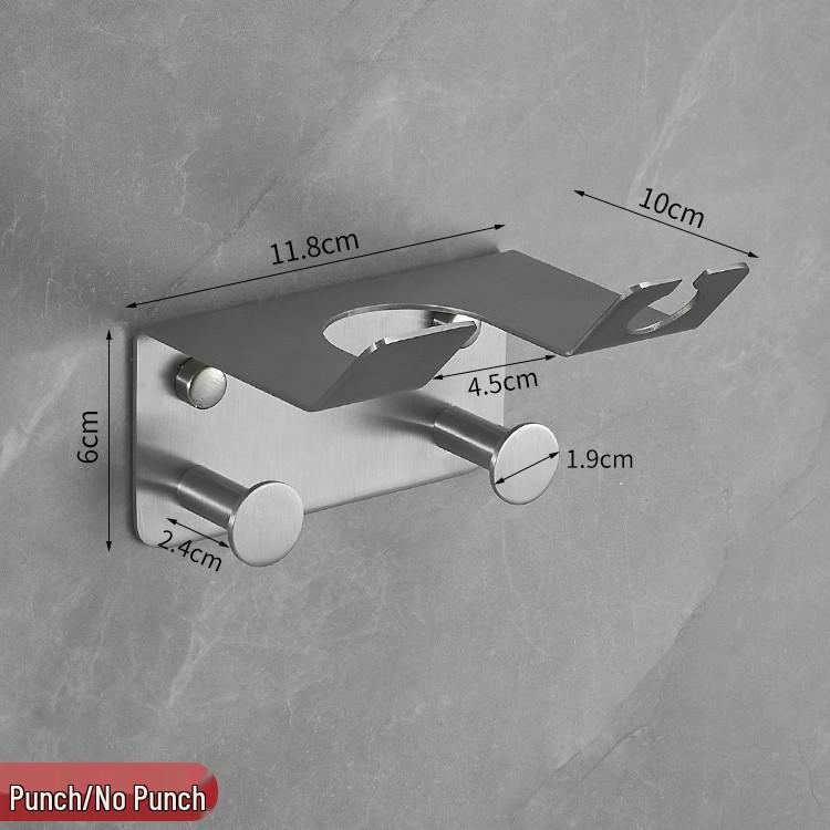 Wall-Mounted Stainless Steel Multifunctional Bathroom Hair Dryer Holder