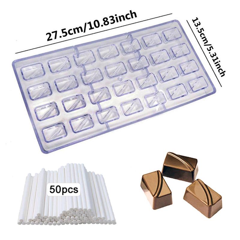 Chocolate Mold Plastic Lollipop Paper Stick Household Kitchen DIY Baking Tool Homemade Candies Rectangle Heart-shaped TMZ