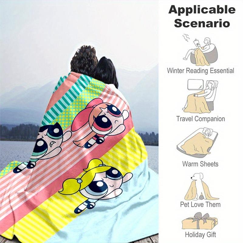 1pcPowerpuff Plush Throw Blanket - Soft and Cozy for All Seasons - Perfect Gift IdeaA043038m