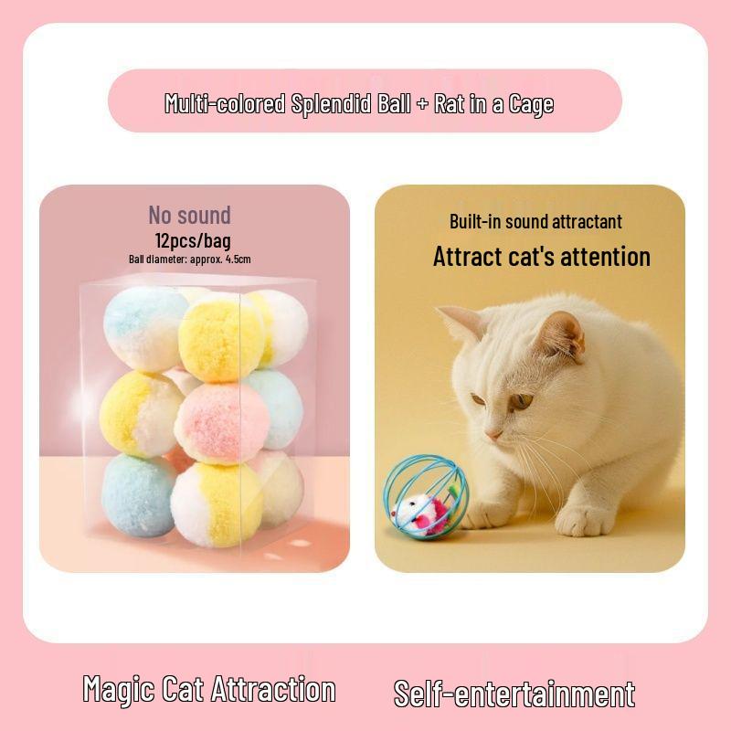 Silent 4cm Pom-Pom Cat Toy Ball – Eco-Friendly and Quiet