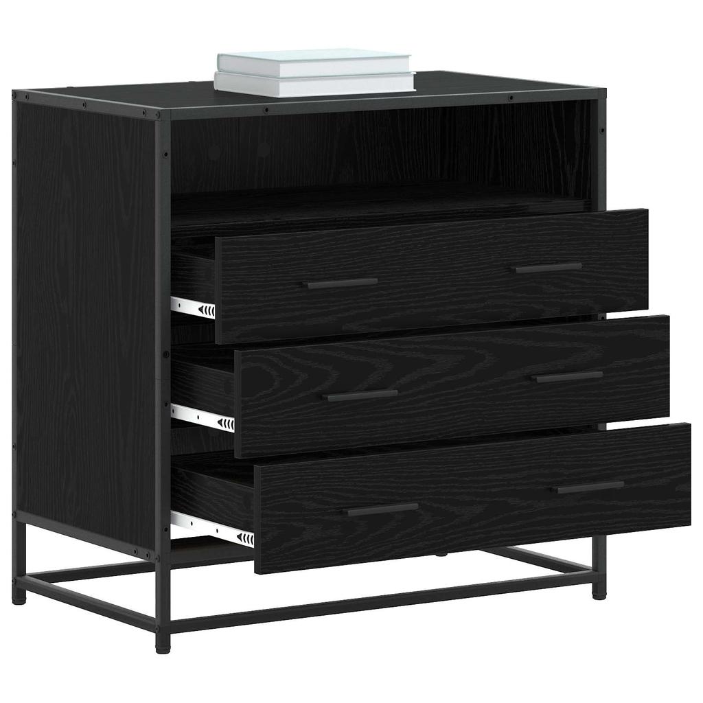Chest of Drawers 3 Drawer Black Oak Effect