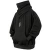 Eocicvvi Men's Turtleneck Hoodie with Fleece Lining, Long Sleeves, Plus Size, Pullover Sweatshirt, Casual Streetwear, Fall/Winter Wear (Black, M)