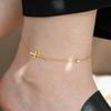 Cross Bracelet for Women Simple Single Chain Fancy Cross Anklet Charm with Shiny CZ Fashion Versatile Female Trendy Zircon Gift