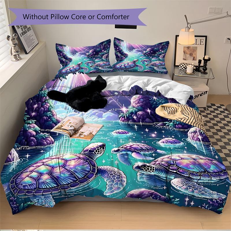 3pcs Anime Turtle Fantasy Bedding Set - Includes One Quilt Cover and Two Pillowcases (No Core) - Perfect for Bedroom Decor and Guest Room Accessories,