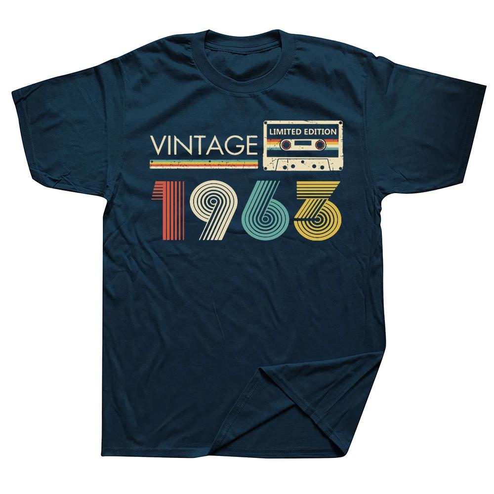 Cassette Vintage 1963 63th 63 Years Old Birthday Party Men T Shirts Limited Edition Retro Graphic Tee Cotton Classic Tshirts