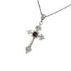 Gothic Victoria Red Crystal Cross Pendant Necklace for Men Women Personality Punk Hallowmas Party Vampire Jewelry Accessories