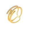 925 Sterling Silver Jewelry Luxury Crystal Double Staggered Finger Rings for Women Wedding Party Jewelry For Girls Friend Gift