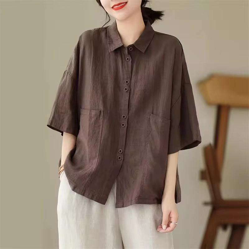 Summer Short-Sleeved Shirt Women Fashion Korean Casual Solid Color Shirts Women Loose Blouse Female T-Shirt Top
