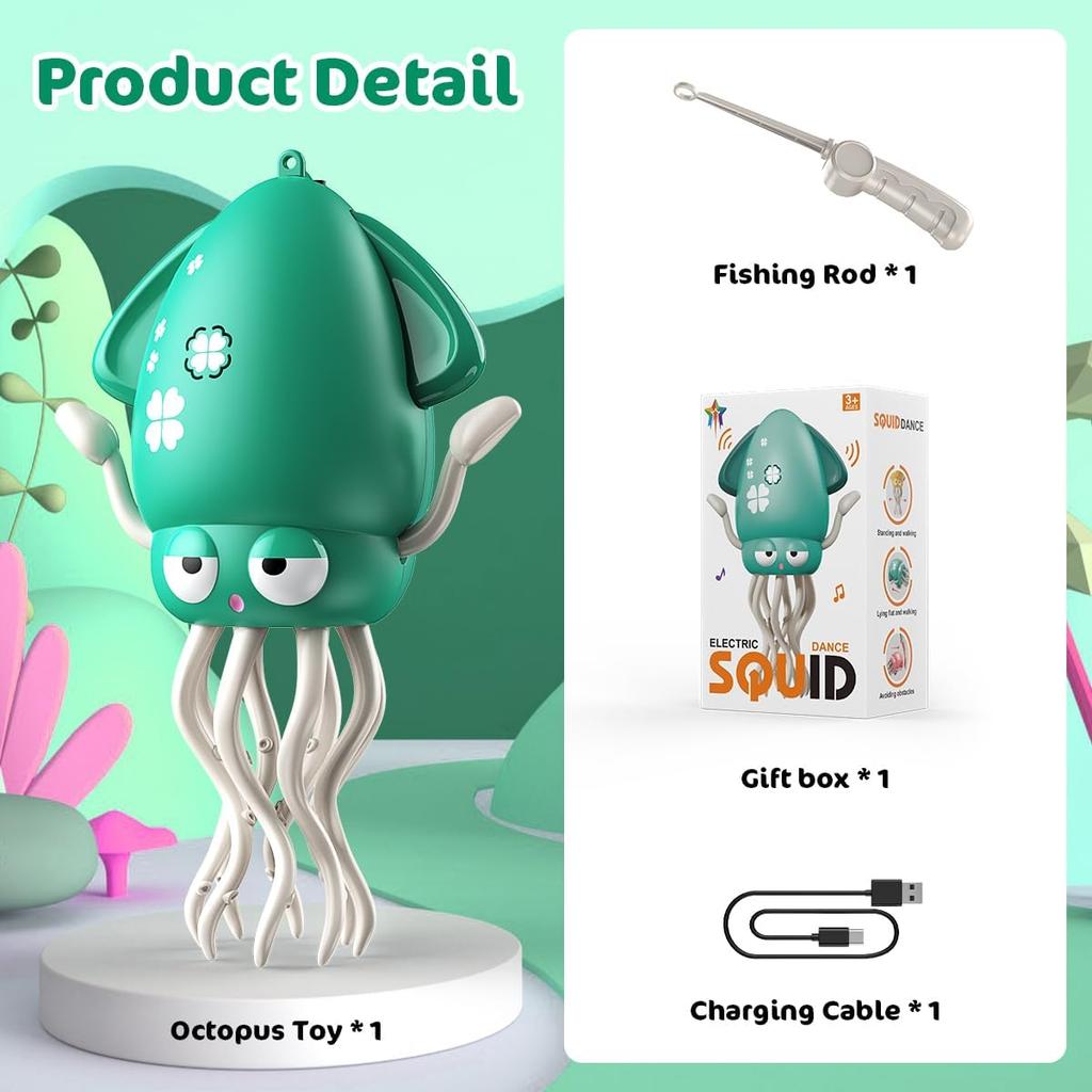 Non-Toxic Magic Dancing Octopus Toy Electric Pet Crawling Light&Music Squid Toys For Kids Interactive Development Toddler Tummy Time Gifts