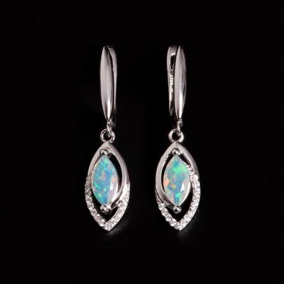 Beautiful Fashion Natural Opal Drop Earrings Colorful Gemstone S925 Silver Fine Jewelry Gift for Women and Girls
