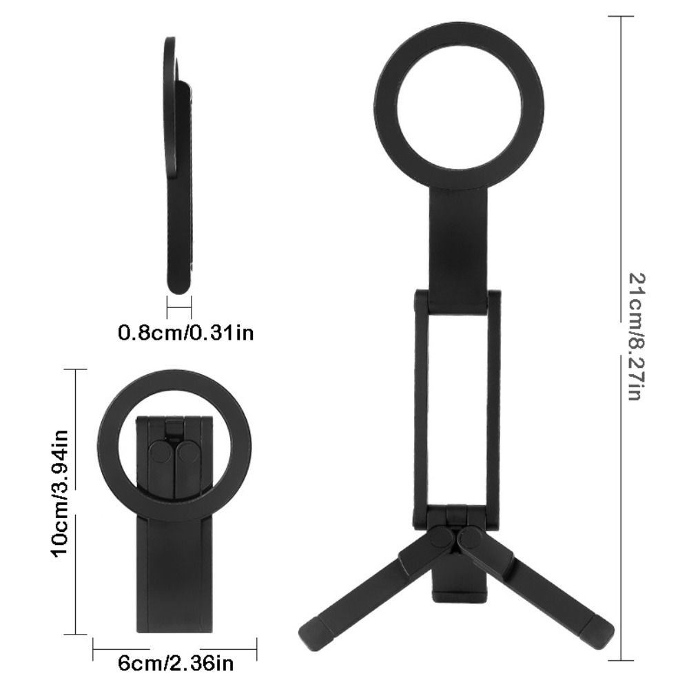 Foldable Magnetic Phone Tripod Creative ABS Phone Handle Holder Ultra-thin Lightweight Dual-sided Magnet Tripod for Home