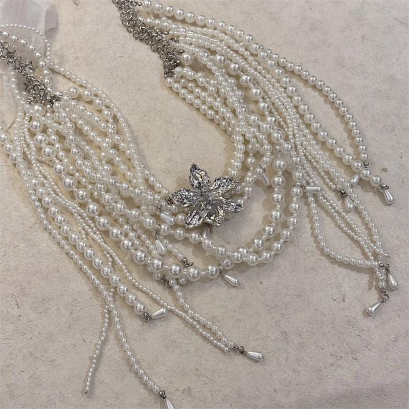Fashionable Imitation Pearls Flower Waist Chain Belt Imitation Pearls Texture Perfect for Enhancing Party Outfits
