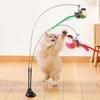 Simulated Bird Cat Teaser Stick with Bell Suction Cup Double Pole Teaser Cat Wand Long Pole 2 Birds Teasing the Cat Toys