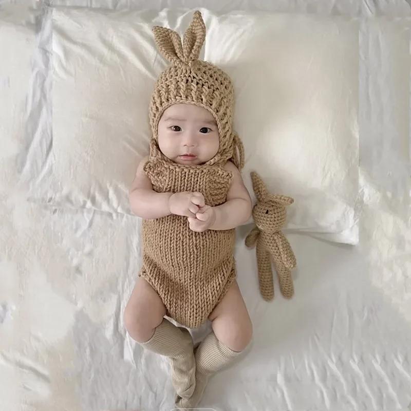 Children's Baby Photography Clothing Cute Knitted Sweater with Hat Soft Comfortable Winter Warm Outfit Ideal Newborn Photoshoots