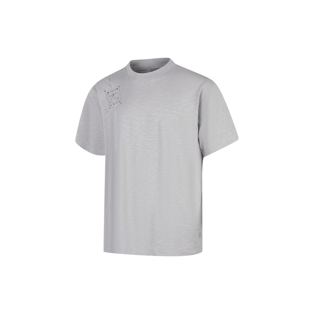 Li Ning X Jackie Chan Collaboration SS23 Hemp Fabric Round Neck Casual Short Sleeve T-Shirt Men Tops Gray AHST057-1