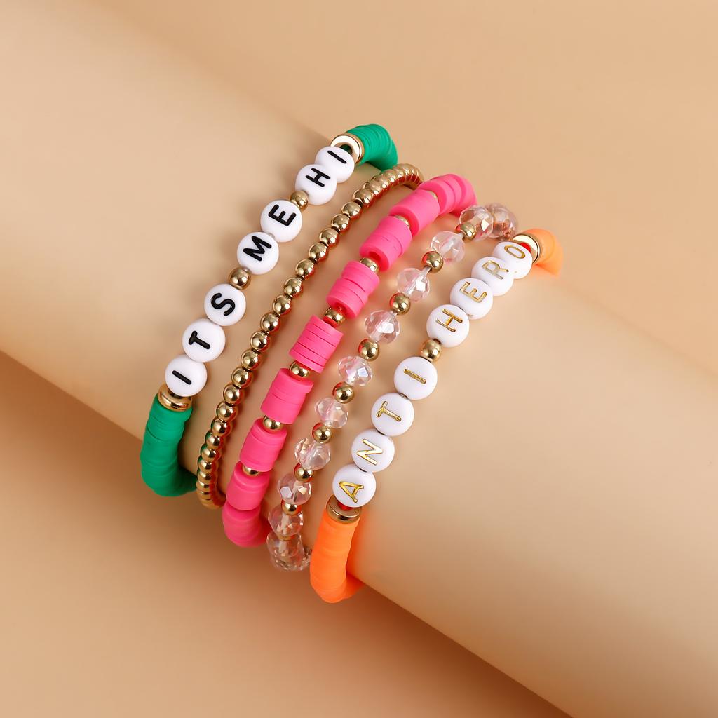 Color alphabet beaded bracelet friendship bracelet swiftie music festival bracelet gift