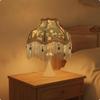 Floral Print Lampshade with Fringe Easy Installation for Bedroom, Reading Corner
