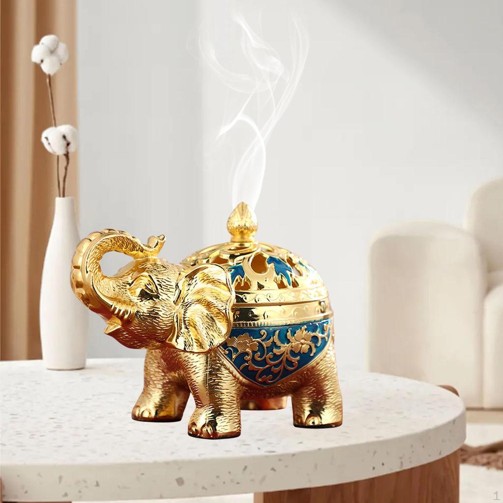 Elephant Statue Figurine Incense Burner Holder for Relaxation Bedroom Decor