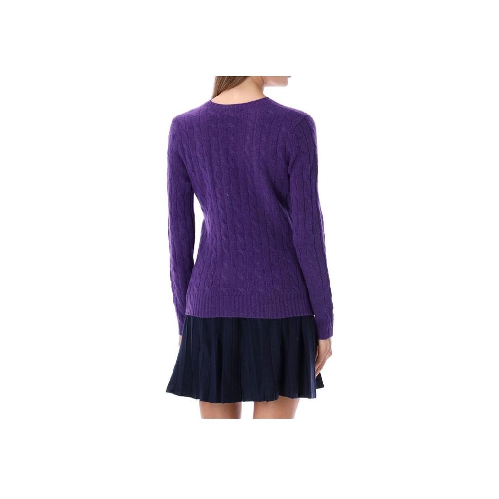 Polo Ralph Lauren Solid Color Cable Knit Crew Neck Long Sleeve Wool Sweater Women sweater Purple 211875831013