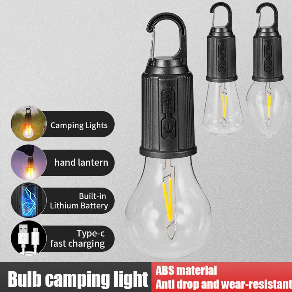 Portable Camping Light 600mAh Outdoor Tent Lamp with Hook Portable Lighting Lantern Type C Charging Waterproof for BBQ Exploring