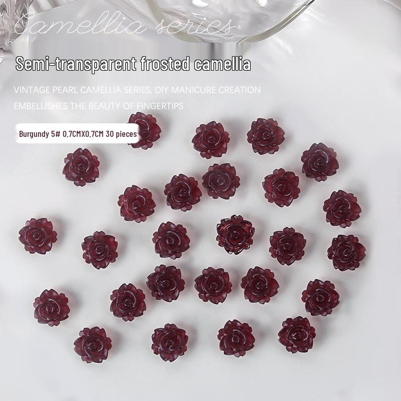 

Матовые матовые аксессуары для нейл-арта с цветком камелии - 30 штук для осени/зимы