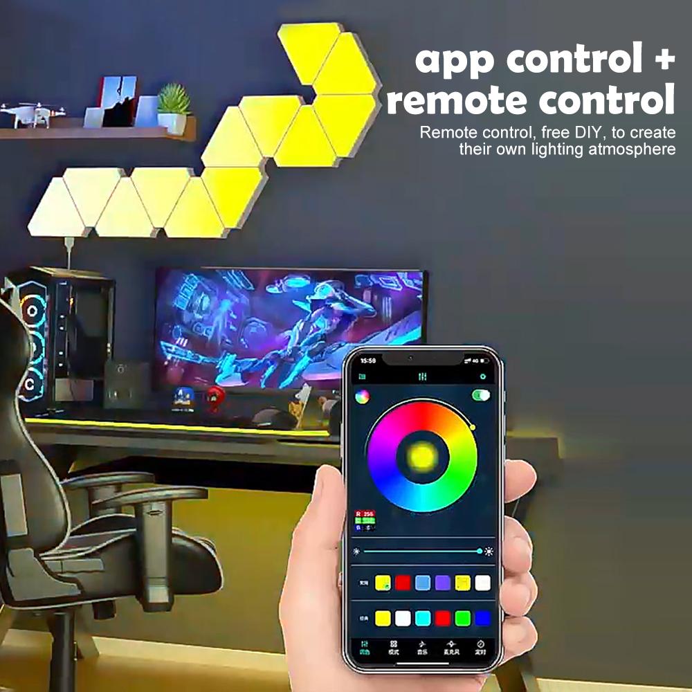 RGB Triangle LED Night Light With Bluetooth APP Control Smart DIY Wall Panels Lights For Bedroom Gaming Decor