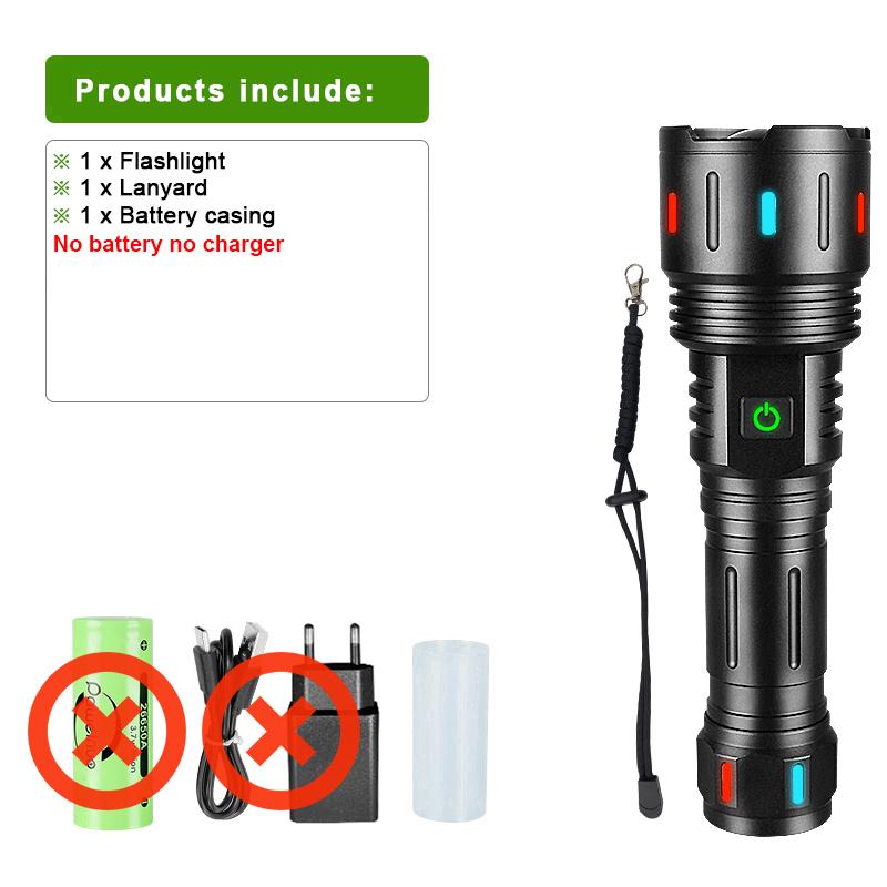 Ultra Powerful Led Flashlight 18611 Tactical Torch Type C Rechargeable Flash Lights XHP161 Camping Lantern Waterproof Hand Lamp