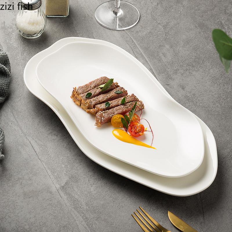 Kreativ Uregelmessig Keramisk Middagstallerken Fisktallerken Sushitallerken Dessertsnackstallerkener Salattallerkener Restaurant Spesial Servise