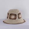 Summer face covering small sunscreen bucket hat woven flower straw hat bucket hat women's versatile sun hat