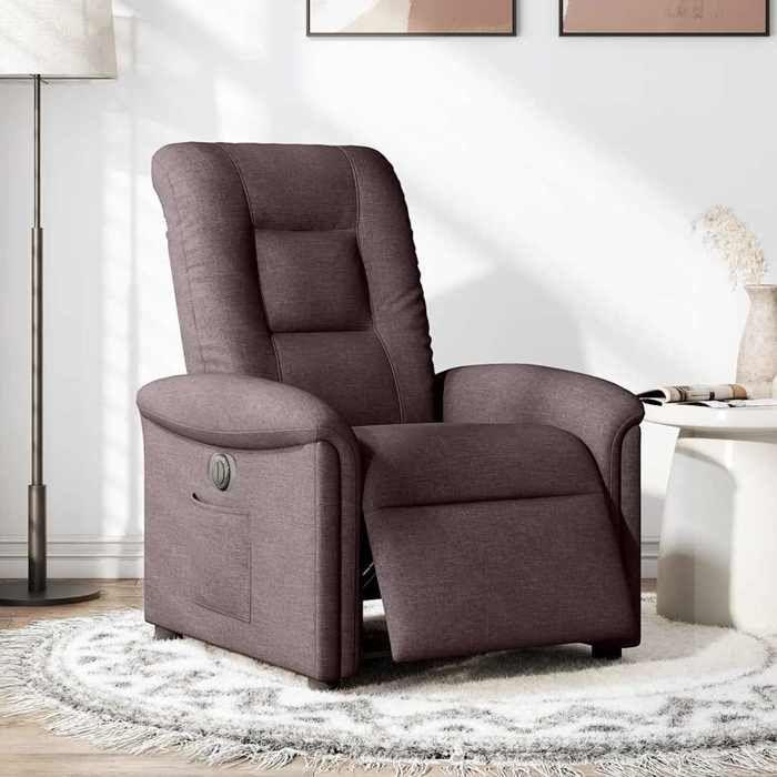 VidaXL Fauteuil inclinable électrique Marron foncé Tissu, fauteuil électrique pour personnes âgées, fauteuil inclinable, 3303239