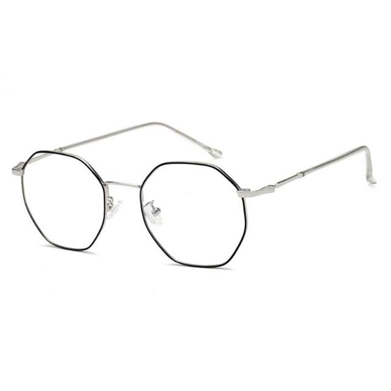 Polygon Glasses Men Vintage Octagon Blue Light Blocking Luxury Metal Eyewear 0 to -6.0 Prescription