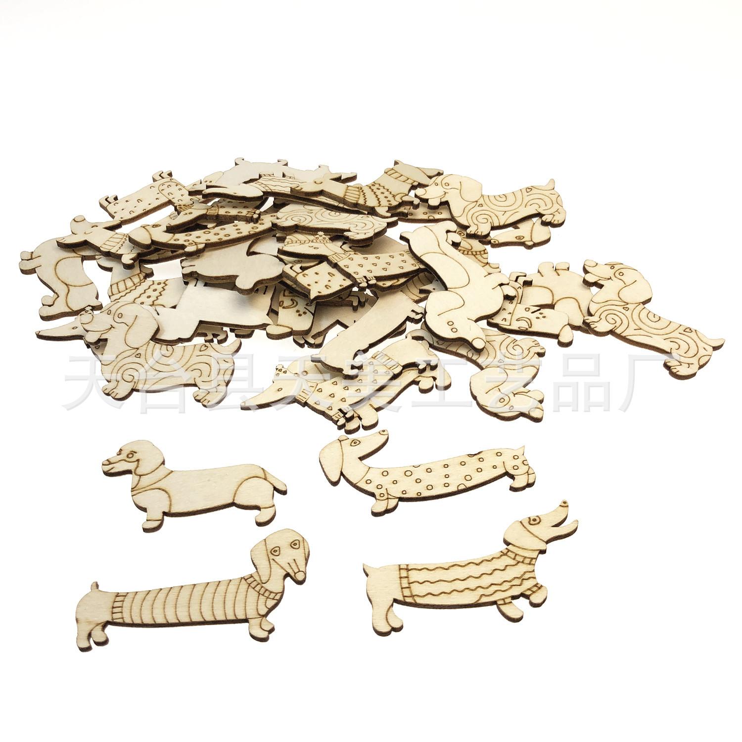 

50Pcs Mini Dog Wood DIY Crafts Cutouts Wooden Dog Shaped Slices Embellishments Unfinished Wood Ornaments for Baby Shower Wedding 40MM-50MM