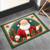 Christmas & Floral Carpet Mat Rug Santa Deer Design with Gift Boxes & Poinsettia Non-slip Home Decoration Welcome Mat Home Rugs