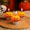 Set of 3 Halloween Themed Candle Ornaments Funny Black Cats Skull Pumpkin Witches Shape Candle for Home and Party Decors