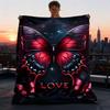 1pc Butterfly Love Print Outdoor Blanket - Lightweight Flannel Throw For Travel, Camping, Livingroom, Couch, Chair Yy251114250