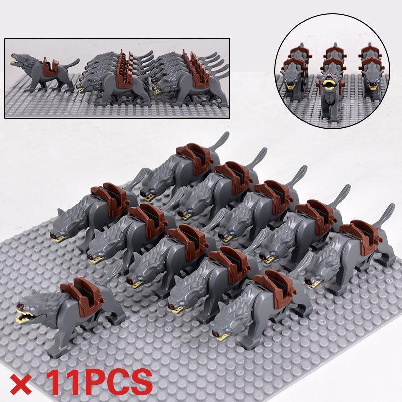 Medieval Animals Series Brown/Gray/White Wolf Mount Assembling Small Particle Building Blocks DIY Bricks Toys For Kids Gifts