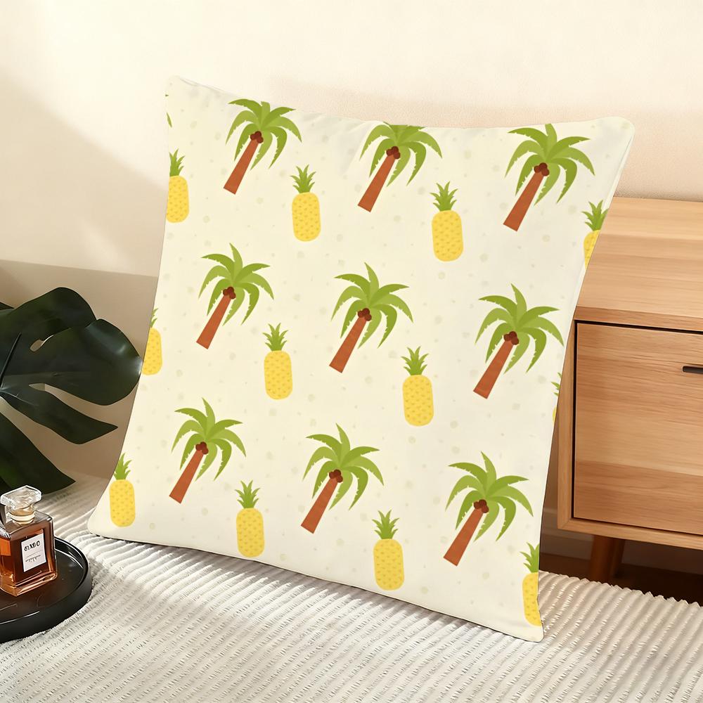 Palm Tree Pattern Cushion Cover Soft Short Plush Pillow Cover Smooth Cozy Texture Aesthetic Cushion Case Home Decor