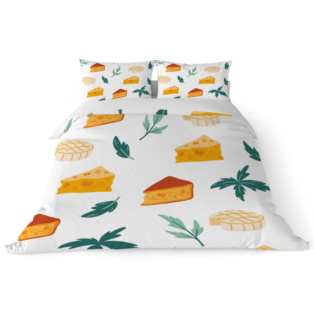 Cheese Bedding Sets Yellow Food Dessert Comforter Covers for Boys Girls Kids Duvet Cover Sets Fashion Teens Bedroom Decor 3 Pcs