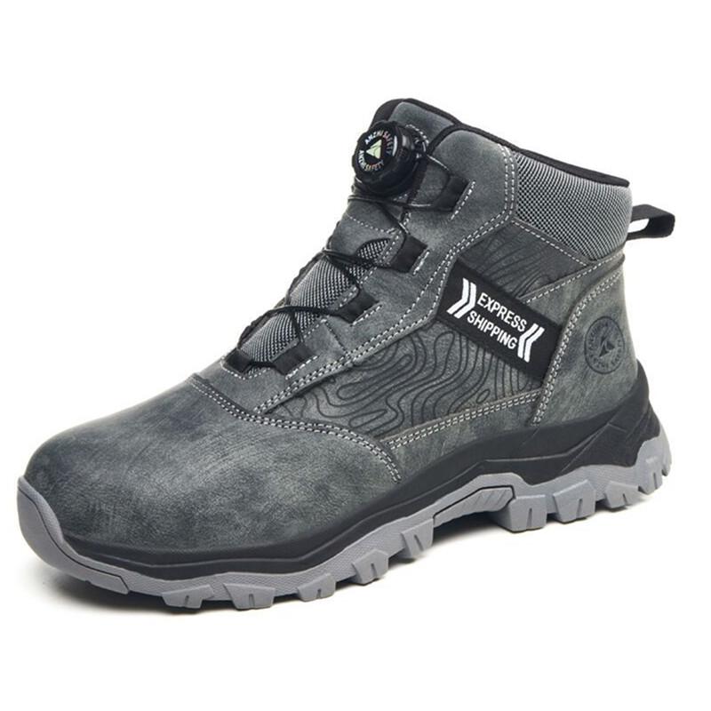 Winter Safety Shoes with Rotary Button Anti-puncture Waterproof Work Shoes for Men Industrial Construction Steel Toe Work Boots