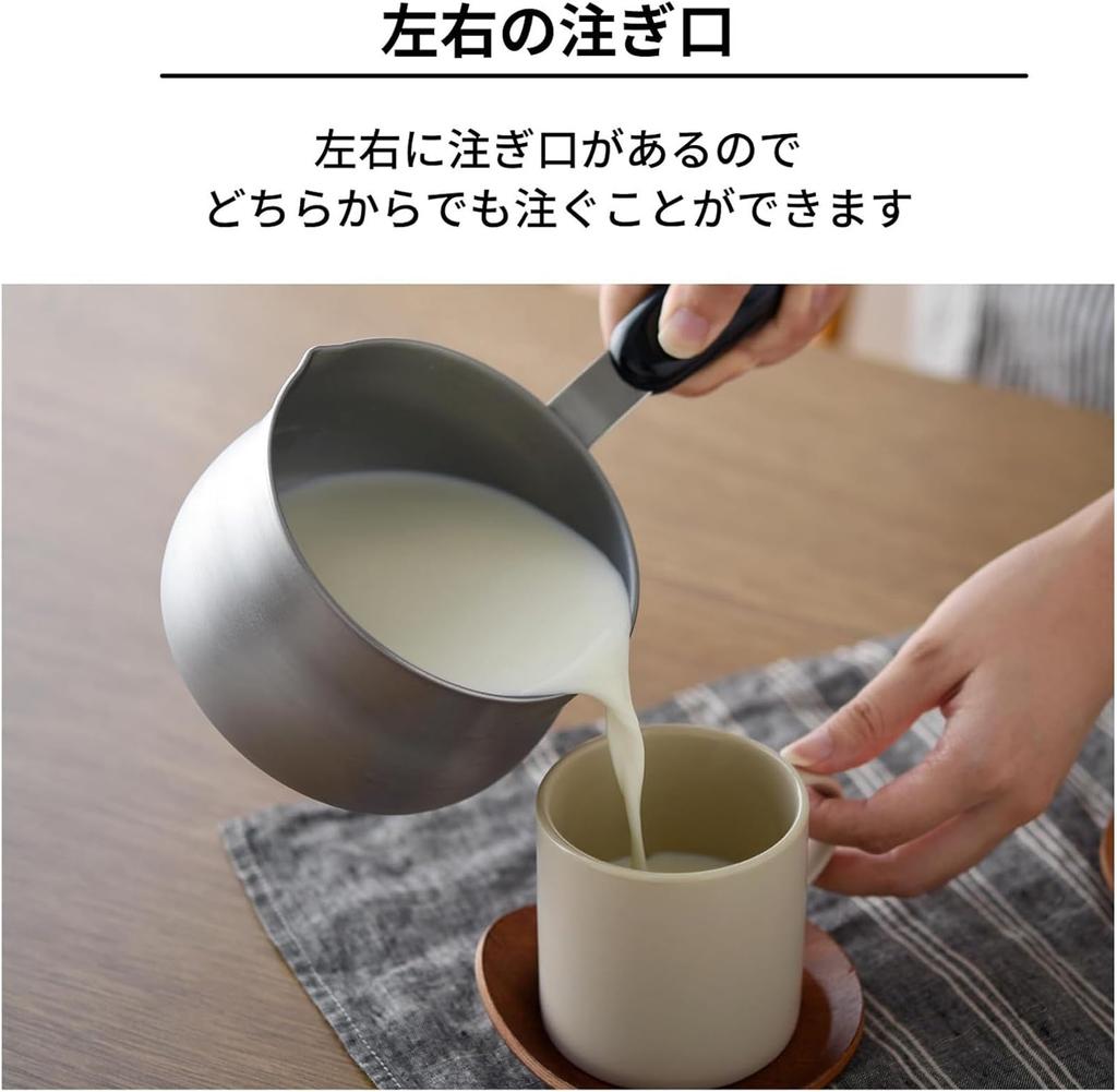Ernest Small Milk Pan with with Spouts on Both Gas Stove Stainless Convenient Made in Lid, 11cm, 0.8L, Sides, Only, Steel, Pot, Tsubame-Sanjo, Japan,