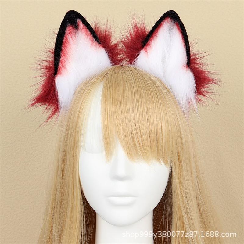 Plush Simulation Handmade Animal Ear Headband, Plush Dress Up Wolf Ear Headband Cosplay Play Lone Wolf Hair Accessories