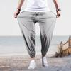 Men Sport Pants Ice Silk Relaxed Fit Ankle-banded Pockets Drawstring Elastic Waist Soft Breathable One Tone Gym Traning Jogging Swe